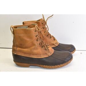 Vintage LL Bean Maine Duck Boots Brown Tan Mens 10 Leather Rubber Bean Boots USA